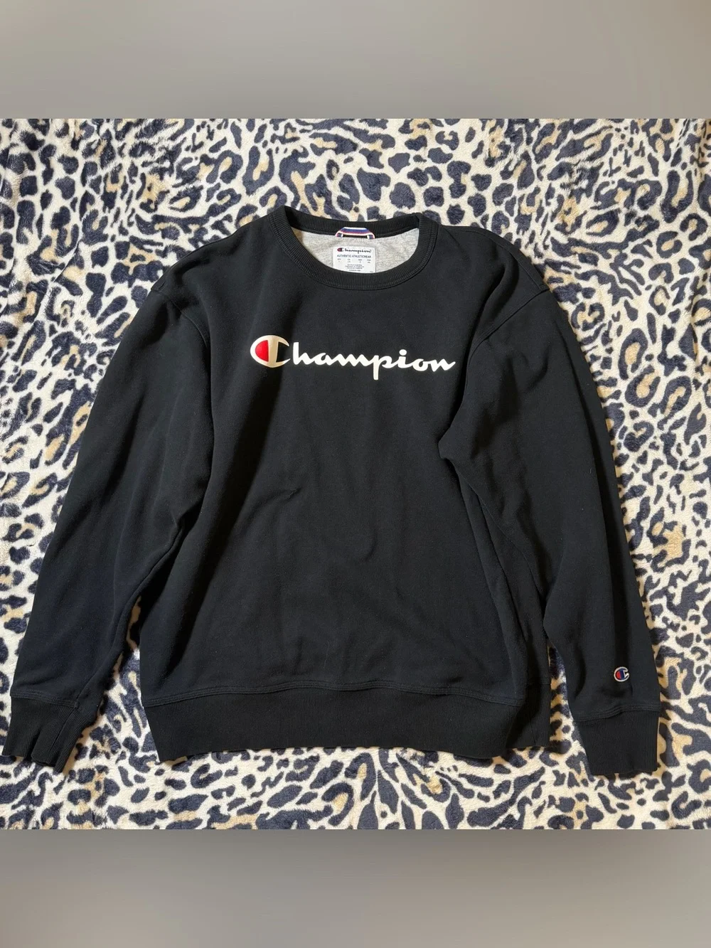 Champion Black Crewneck Sweatshirt with White Logo